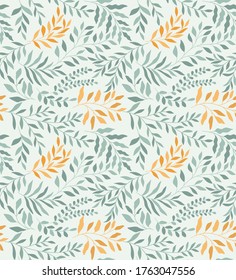 Seamless pattern with tropical leaves. Vector botanical illustration. Summer background for print, wallpaper, fabric.