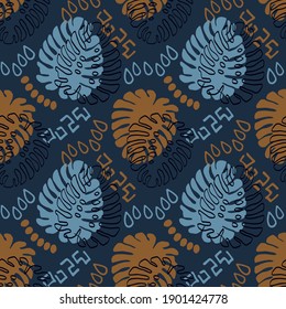 seamless pattern with tropical leaves. vector illustration