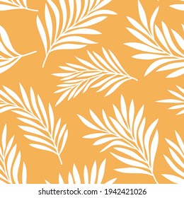 Seamless pattern with tropical leaves. Vector botanical illustration. Summer background for print, wallpaper, fabric.
