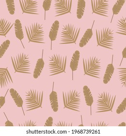 Seamless pattern from tropical leaves. Vector illustration 