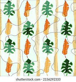 Hojas tropicales sin foco, diseño vectorial