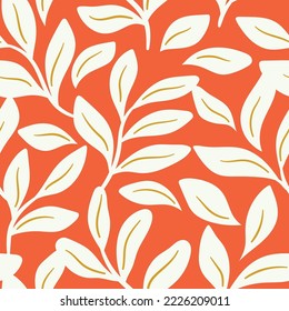 Seamless pattern with tropical leaves. Vector botanical illustration. Summer background for print, wallpaper, fabric.