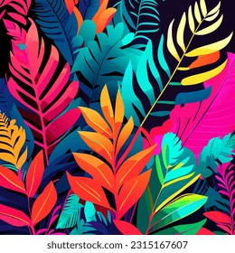 Seamless pattern with tropical leaves. Vector illustration for your design