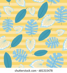 Seamless pattern with tropical leaves. Vector endless wallpaper