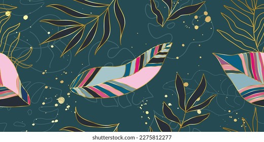 Patrón transparente con hojas tropicales.Antecedentes abstractos para cubiertas, textiles, papel pintado y otros usos