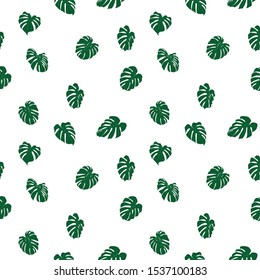 Seamless pattern with tropical monstera leaves. Vector illustration. Seamless background with green leaves