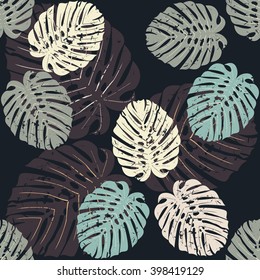 Seamless pattern with tropical monstera leaves can be used for design fabric, textile, linen, tile, wallpaper, cover and more creative ideas.