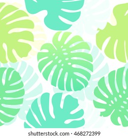 Seamless pattern with tropical monstera leaves. Vector background.