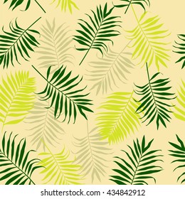 Seamless pattern with tropical palm colorful leaves.Vector illustration.
