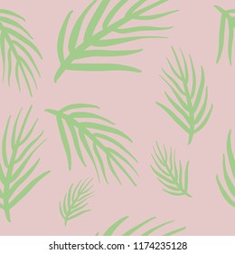 Seamless pattern of tropical palm leaf on color background. EPS10 Vector illustration.