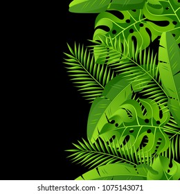 Seamless pattern with tropical palm leaves. Exotic tropical plants. Illustration of jungle nature.