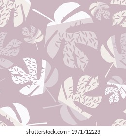 Seamless pattern with tropical palm leaves. Beautiful exotic plants. Trendy summer Hawaii print. Textile. Vector illustration for web design or print.