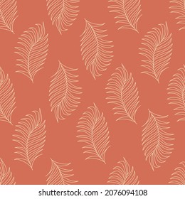  Patrón inmaculado con hojas tropicales de palma en tonos pastel y naturales. Diseño para moda, tela, textil, papel pintado, cubierta, impresión.