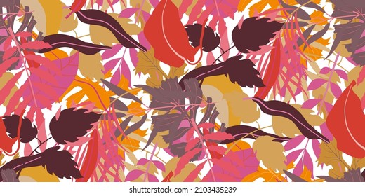 Seamless pattern with tropical palm leaves, jungle leaves. Palm and monstera dense jungle. Botanical design for textile, wallpaper, website, wrapping paper, hawaiian style shirt. Vector