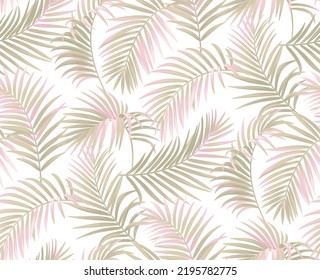 Seamless pattern with tropical palm leaves. Realistic style. Foliage summer background. Vector illustration.