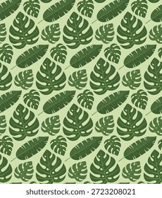 Padrão sem costura com folhas de palma tropicais. Fundo com elementos botânicos exóticos