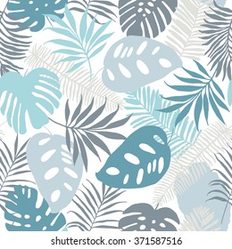 Seamless pattern of tropical palm leaves. Vector background for your design.
