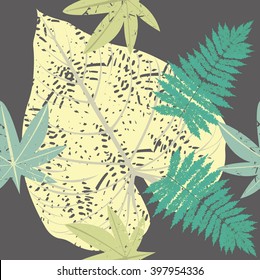 Seamless pattern with tropical palm leaves. Perfect template for linen, design fabric and more designs.