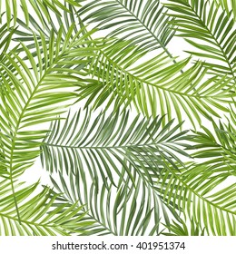 Seamless Pattern. Tropical Palm Leaves Background. Vector. 