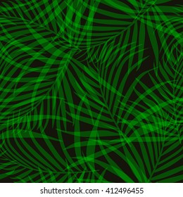 Seamless pattern of  tropical palm leaves. Vector illustration.