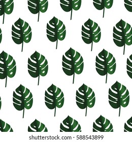 Seamless pattern tropical palm leaves vector floral background. Monstera leaves. Nature texture. Wrapping paper.  Flat illustration. 