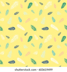 Seamless pattern of Tropical palm leaves. Vector illustration. Flat design style
