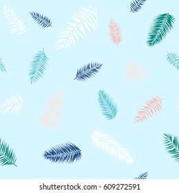 Seamless pattern of Tropical palm leaves. Vector illustration. Flat design style