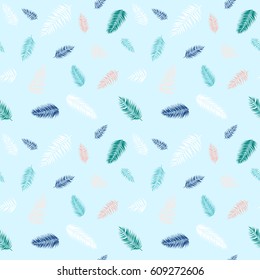 Seamless pattern of Tropical palm leaves. Vector illustration. Flat design style
