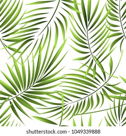 Seamless pattern of a tropical palm tree, jungle leaves. Vector floral pattern.