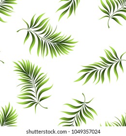 Seamless pattern of a tropical palm tree, jungle leaves. Vector floral pattern.