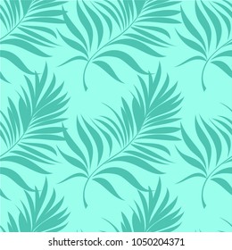 Seamless pattern of a tropical palm tree, jungle leaves. Vector floral pattern.