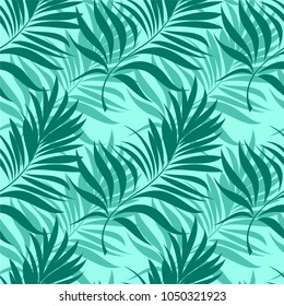 Seamless pattern of a tropical palm tree, jungle leaves. Vector floral pattern.