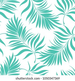 Seamless pattern of a tropical palm tree, jungle leaves. Vector floral pattern.