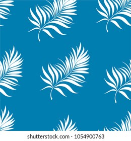 Seamless pattern of a tropical palm tree, jungle leaves. Vector floral pattern.  Hand drawing.