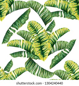 Seamless pattern of a tropical palm tree, jungle leaves. Vector floral pattern.