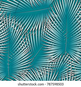 Seamless pattern of a tropical palm tree, jungle leaves. Vector floral pattern.