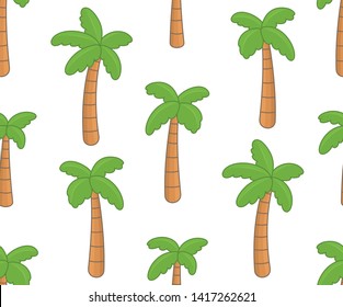 Seamless pattern with Tropical palm trees . isolated on white background