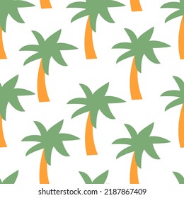 Patrón sin foco con palmeras tropicales. Fondo de verano plano vectorial 