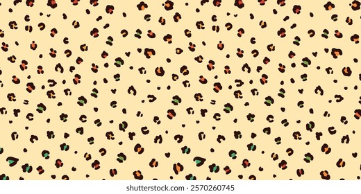 seamless pattern with tropical palm trees on a bold leopard print background. Ideal for summer fashion, textiles, swimwear, beachwear, posters, and vibrant home decor.