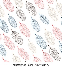 Seamless pattern of Tropical palms leaves. Exotic creative universal floral pattern. Design for poster, card, invitation, placard, flyer, textile.Vector Illustration. silhouette contour doodle