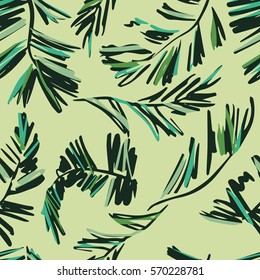 Seamless pattern of tropical palms leaves.