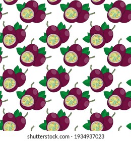 Seamless pattern with tropical passion fruit. Background, design, layout, print.
