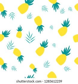 
seamless pattern of tropical
pineapples and leaves for printing on fabric and paper.