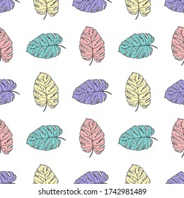 Seamless Pattern tropical plant.Botanical floral background.Design for home decor, fabric, carpet, wrapping. Vector illustration.
