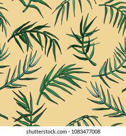 Seamless pattern with tropical plants.