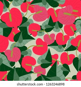 Seamless pattern with tropical plants