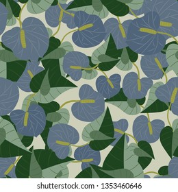 Seamless pattern with tropical plants