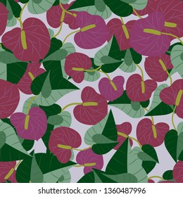 Seamless pattern with tropical plants