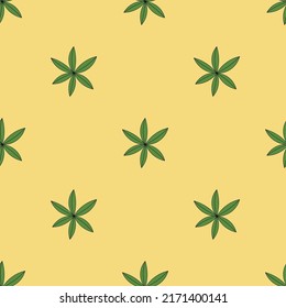 Seamless pattern with tropical plants. Green and yellow digital paper. Vector illustration.
