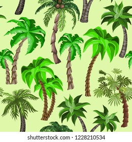 Seamless pattern with Tropical plants, vector illustrations